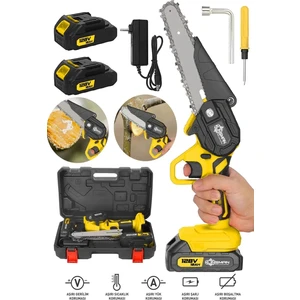 Alman 128 Vf 10 Ah Çelik Şanzuman Akülü Dal Kesme Budama Testere Bıçkı Makinesi + Yedek Zincir 15CM
