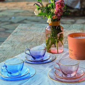 Five O'clock 2'li Çay Fincan Seti - Mor - 240 ml