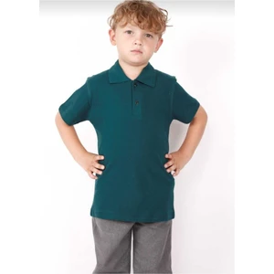 Unısex Çocuk Genç Polo Yaka Kısa Kol Normal Kalıp Düz Basic Okul Lise T-Shırt