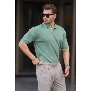 Çağla Yeşili Polo Yaka Kısa Kollu Triko Erkek Tişört 6900