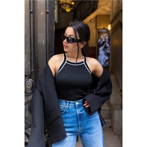 Işılda Fashion Kadın Giyim Yaka Çizgili Triko Bluz