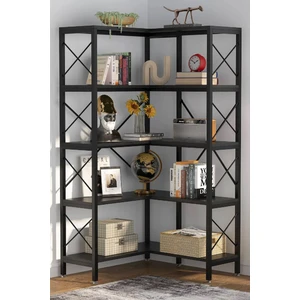 Tolia Home 5 Katlı Metal Iskeletli Köşe Kitaplık Raf Çok Amaçlı Aksesuar Rafı Düzenleyici