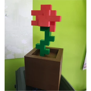 BYD3D Tekno Minecraft Çiçeği Biblo, Minecraft Gül Biblosu, Minecraft Heykel, Biblo, Minecraft Dekoratif Biblo