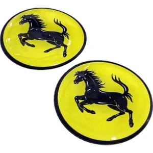 Ferrari Logo Damla Etiket Sticker Sarı 5CM X 5CM