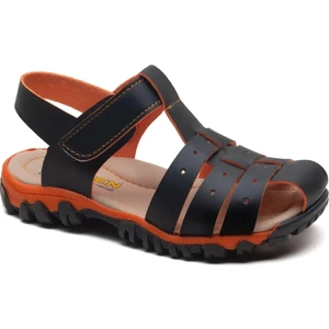 Arzen Bebe Erkek Çocuk Kaymaz Taban Ortopedik Günlük Sandalet Siyah -Turuncu