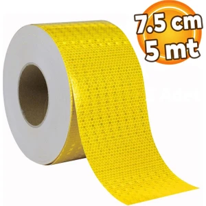 Reflektörlü Araç Oto Dış Aksesuar Bant Sarı Reflektif Fosforlu Şerit Bant 7.5 cm 5 mt Ikaz Bandı