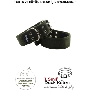 MgTasma Yumuşak Dokulu Kolon Köpek Tasması, Köpek Boyun Tasması 5 cm Haki