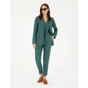 Pierre Cardin Kadın Yeşil Carrot Fit Keten Pantolon 50282075-VR054