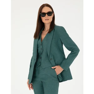 Pierre Cardin Kadın Yeşil Regular Fit Keten Ceket 50282094-VR054