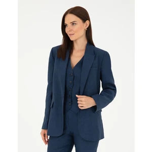 Pierre Cardin Kadın Lacivert Regular Fit Keten Ceket 50282094-VR033