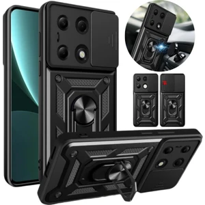 Xiaomi Redmi Note 13 Pro 4g Kılıf Kamera Koruma Sürgülü Antishock Magnetic Yüzüklü Standlı  Kapak