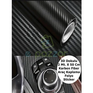 2 mt x 50 cm Premium 3D Dokulu Karbon Fiber Araba Motor Mobilya Kendinden Yapışkanlı Kaplama Folyosu