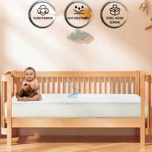 TeksNil Home| %100 Pamuk Sıvı Geçirmez Bebek Yatak Koruyucu Alez | Beşik Kreş Yatak Koruyucu Alezi | Full Kenar Çarşaf 70 x 130