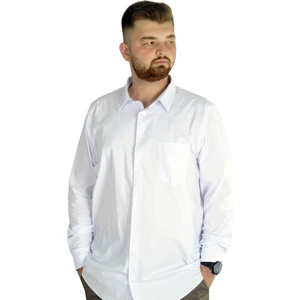Büyük Beden Erkek Klasik Cepli Gömlek Likralı 20350 Beyaz