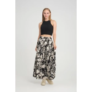 Alexander Gardi Alexandergardı Desenli Cepli Beli Lastikli Pileli Uzun Etek (B24-00199)