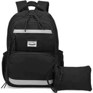 Smart Bags Sırt Çantası Okul Boyu Kalem Kutusu Hediyeli 3234 - Siyah Vizon