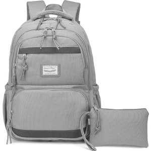 Smart Bags Sırt Çantası Okul Boyu Kalem Kutusu Hediyeli 3234 - Vizon Gri