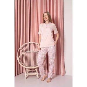 Kadın Pijama Takımı Süprem Kısa Kollu Büyük Gül Desenli Pamuklu W30102334