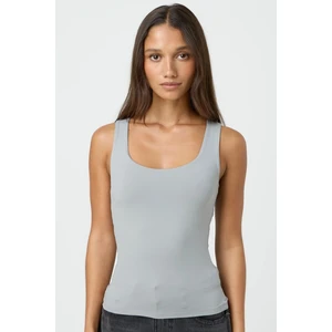 Boyalı Gri Kalın Askılı Kadın Bluz MG1998