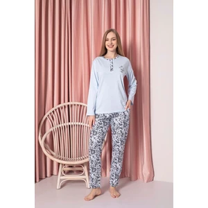Kadın Pijama Takımı Süprem Uzun Kollu Gül Desenli Pamuklu W30092333