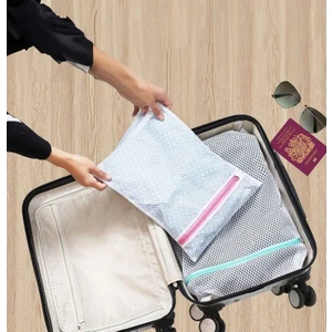 Fermuarlı Iç Çamaşır Yıkama Filesi Torbası 3 Boy Perde Kıyafet Pratik Valiz Düzenleyici Torba
