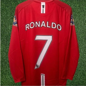 Cheecky Chic Manchester United Ronaldo 2008 Kırmızı Şampiyonlar Ligi Retro Forma Uzun Kol Yetişkin Forması Zyn