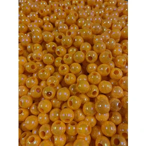 Sazan Boncuk Yemi Camgöz Parlak Turuncu Uv Büyük Delikli 10 mm 50 Adet