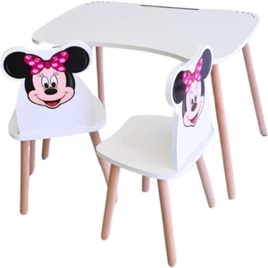 Çocuk Aktivite 1 Masa 2 Sandalye Takımı 4-12 Yaş Minnie Mouse