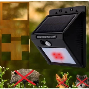 Kırmızı LED Flaşörlü Sensörlü Solar LED Yabani Hayvan Savar (kovucu) - Sokak Lambası