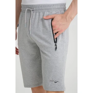 Erkek Gri Penye Kumaş Bermuda Şort