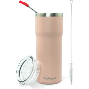 Travel Paslanmaz Çelik Termos Bardak 590 ml Pipetli