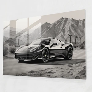Painted Anarchy Ferrari Ev Dekorasyonu - Ferrari, Duvar Dekorasyonu, Cam Sanatı, Karakalem Eskiz, 45X30