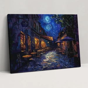 Painted Anarchy Cafe Teras Gece Duvar Tablosu - Vincent Van Gogh, Duvar Sanatı, Kanvas Tablo, Ev Dekorasyonu, 50X30