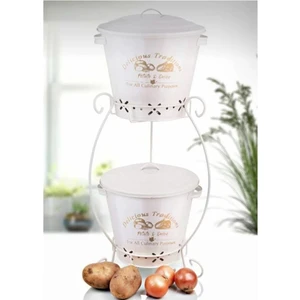 Metal 2 Katlı Patates Soğan Saklama Kabı - Konik