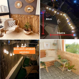 80 cm x 7 Metre Doğal Hasır Kamış Bahçe Çiti Balkon Çiti Dekarasyon Gölgelik Çit
