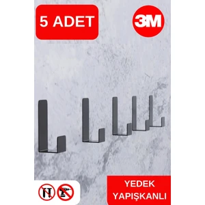 Yapışkanlı Askılık Kapı Arkası Bornoz Askılığı Yapışkanlı Mutfak Banyo Askılığı Havlu Askılığı Elbise Askılığı 5'li Set 3m Yapışkanlı Tasarım