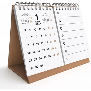 Haftalık Planlamalı Organizer Takvim 2025 Masa Takvimi Üçgen Takvim Önceki ve Sonraki Aylar