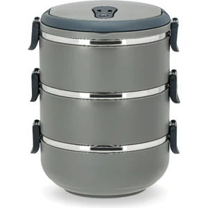 3 Katlı Sefer Tası Yemek Termosu Saklama Kabı Gri
