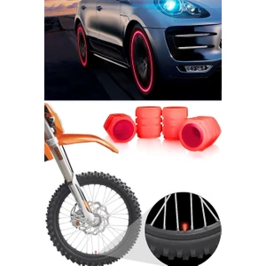 Oto Araba Motor Sibop Kapağı Seti 4 Adet Mavi Renkli Jant Işığı Sibob Takımı