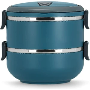 2 Katlı Sefer Tası Yemek Termosu Saklama Kabı Antrasit Mavi