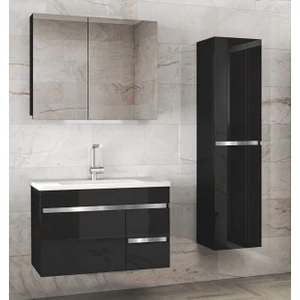 Alfa Banyo Viosen-Ea Siyah-Gri (80 35) 115 cm Çekmeceli Mdf-Boy Dolaplı-Lavabolu Banyo Dolabı Demonte Değil