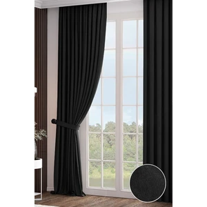 Rech Home Taç Siyah Fon Perde Pilesiz - Narden Soft Fon Perde V33