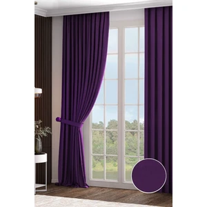 Rech Home Taç Mürdüm Fon Perde Pilesiz - Narden Soft Fon Perde V28