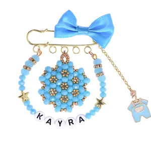 Minik Adımlar Isme Özel Cevşenli  Bebek Yaka , Beşik ve Yastık Iğnesi Isimli