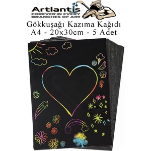 Sihirli Gökkuşağı Kazıma Kağıdı A4 5 Yaprak 1 Paket 20 x 30 cm Siyah Sihirli Kağıt Rainbow Paper