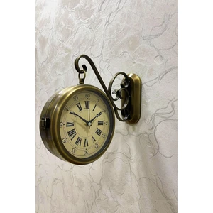 Falez Decor 36X25 cm Eskitme Metal Çift Taraflı Istasyon Model Duvar Saati