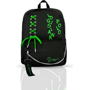 Louisiana Polo Laptop Bölmeli Okul Çantası Siyah Yeşil 1141