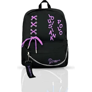 Louisiana Polo Laptop Bölmeli Okul Çantası Siyah Pembe 1141