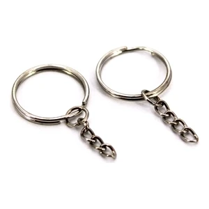 Oduncu Dünyası 50 Adet - 25 mm Zincirli Metal Anahtarlık Halkası Gümüş Renk Amigurumi ve Makrome