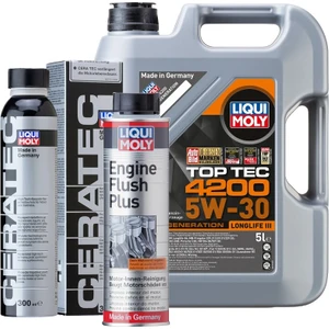 Liqui Moly Özel Set-1 (5W-30 Top Tec 4200 5 Litre Motor Yağı+Ceratec Seamik Katkı 300 Ml+Motor Içi Temizleyici 300 Ml)